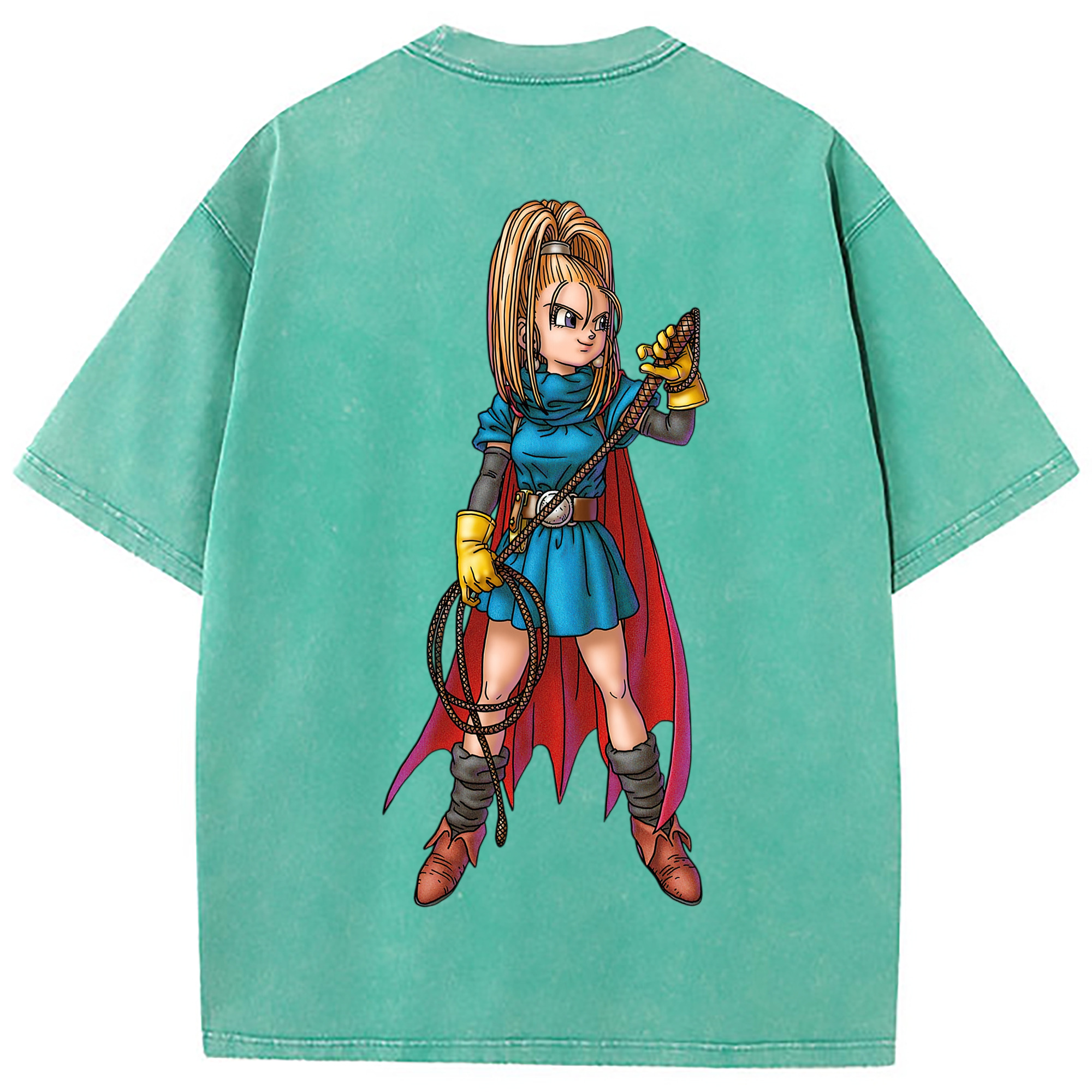（画像用） ドラゴンクエスト Doragon Kuesuto Dragon Quest 綿100% ヴィンテージ風 半袖Tシャツ（背面プリント）